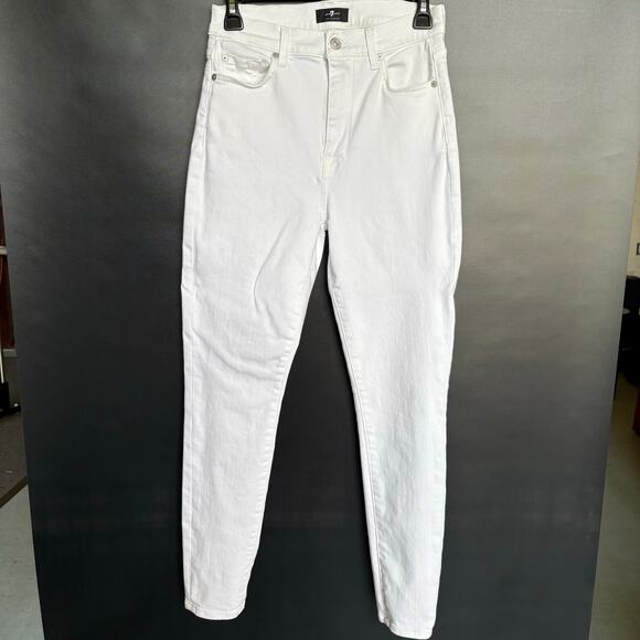 7 For All Of Mankind - The High Waist Ankle Skinny - White Jean - Size 27 - Picture 1 of 5